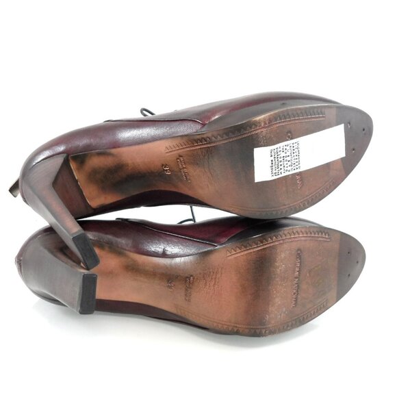 NIB$995 CoSTUME NATIONAL LACED VINTAGE LEATHER ANKLE BOOTS PLATFORM HEELS 39 9 - Picture 10 of 14